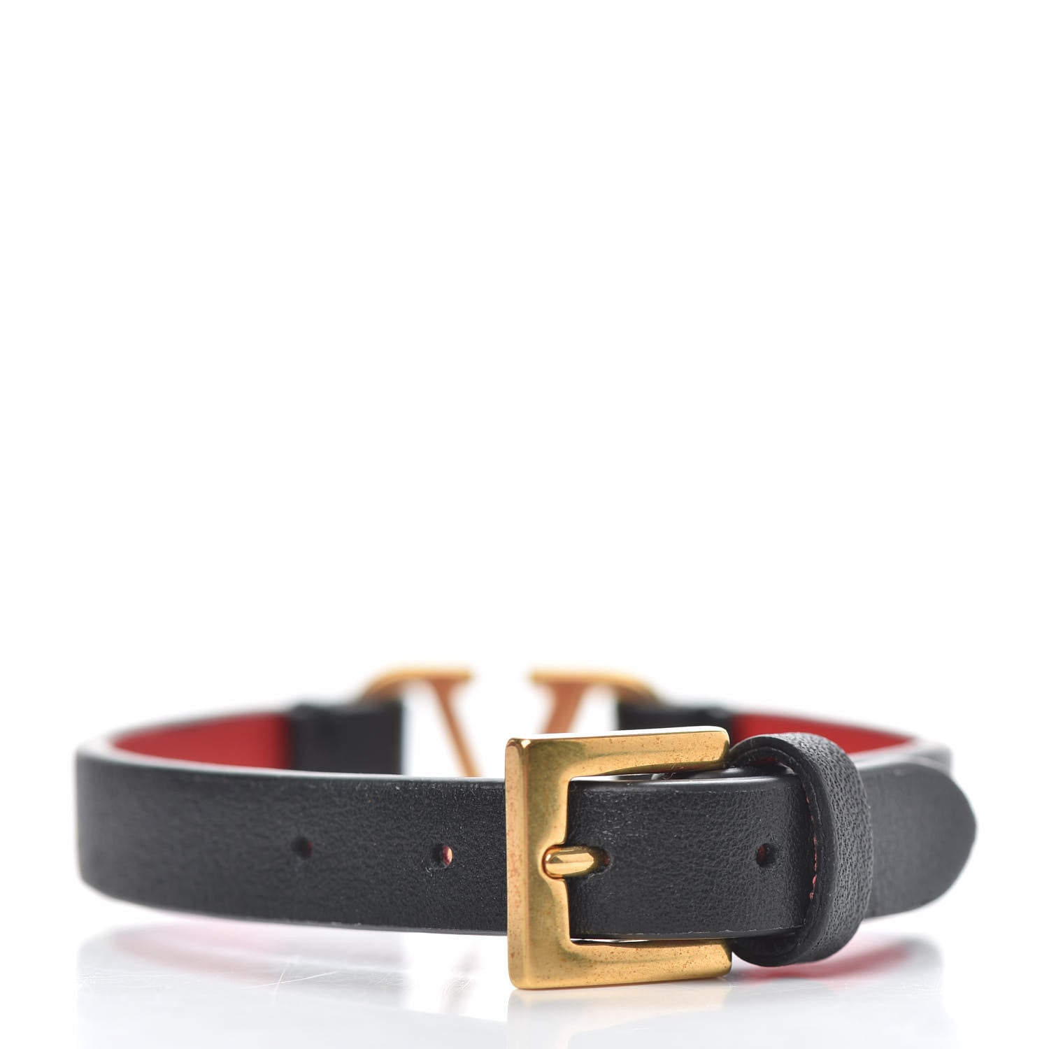 Valentino Garavani Calfskin VLogo Bracelet Black Rouge Pur 3 of 4