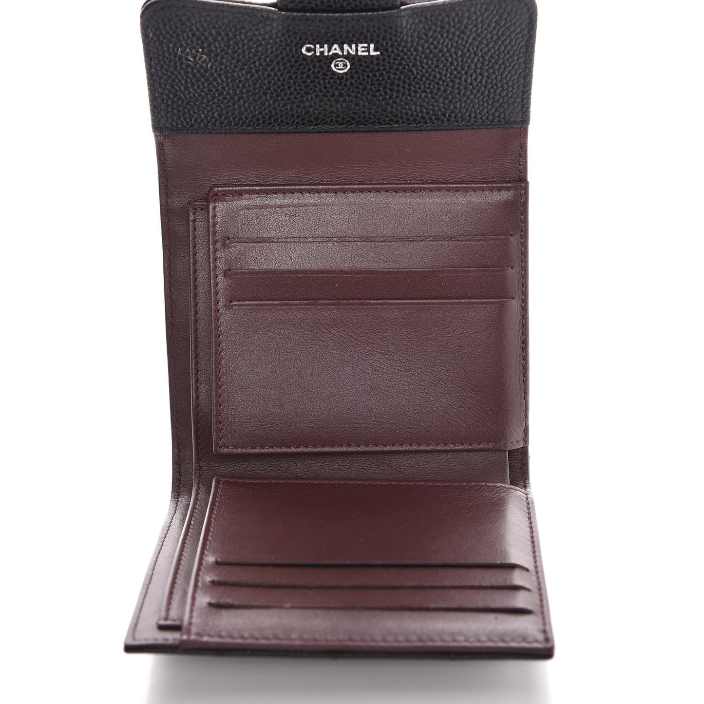 Caviar Quilted Compact Flap Wallet Black
