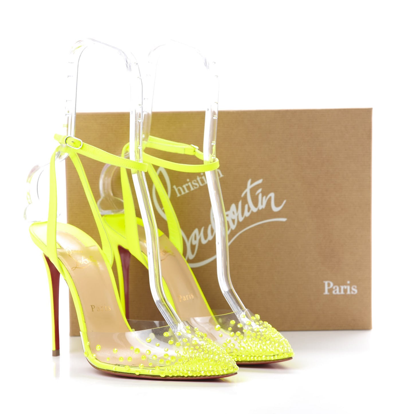 PVC Fluo Mat Spikaqueen 100 Pumps 39.5 Version Yellow Fluo