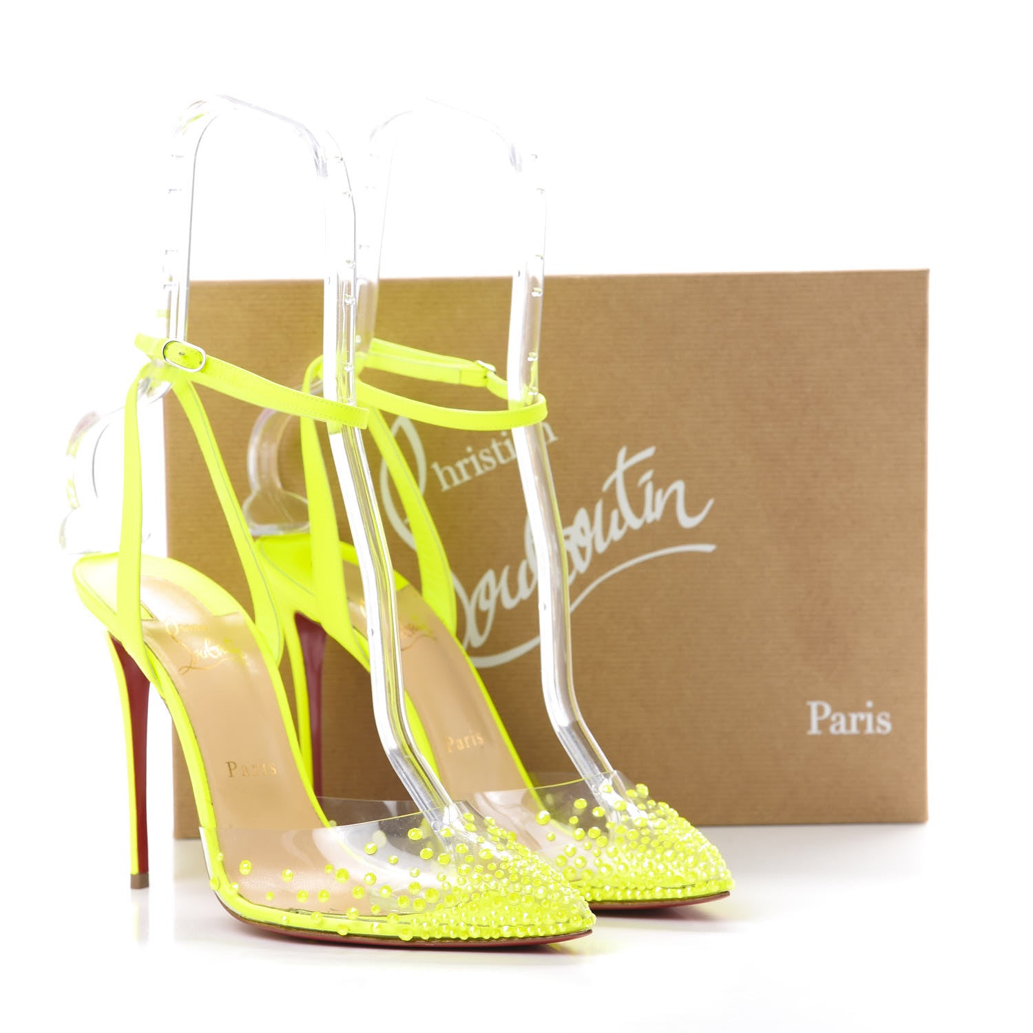 Christian Louboutin PVC Fluo Mat Spikaqueen 100 Pumps 39.5 Version Yellow Fluo 12 of 13