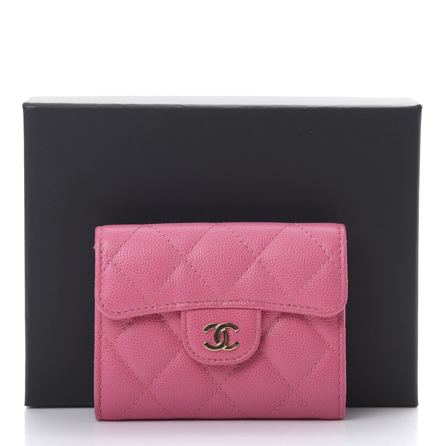 Chanel Caviar Quilted Flap Card Holder Wallet Pink 9 of 9