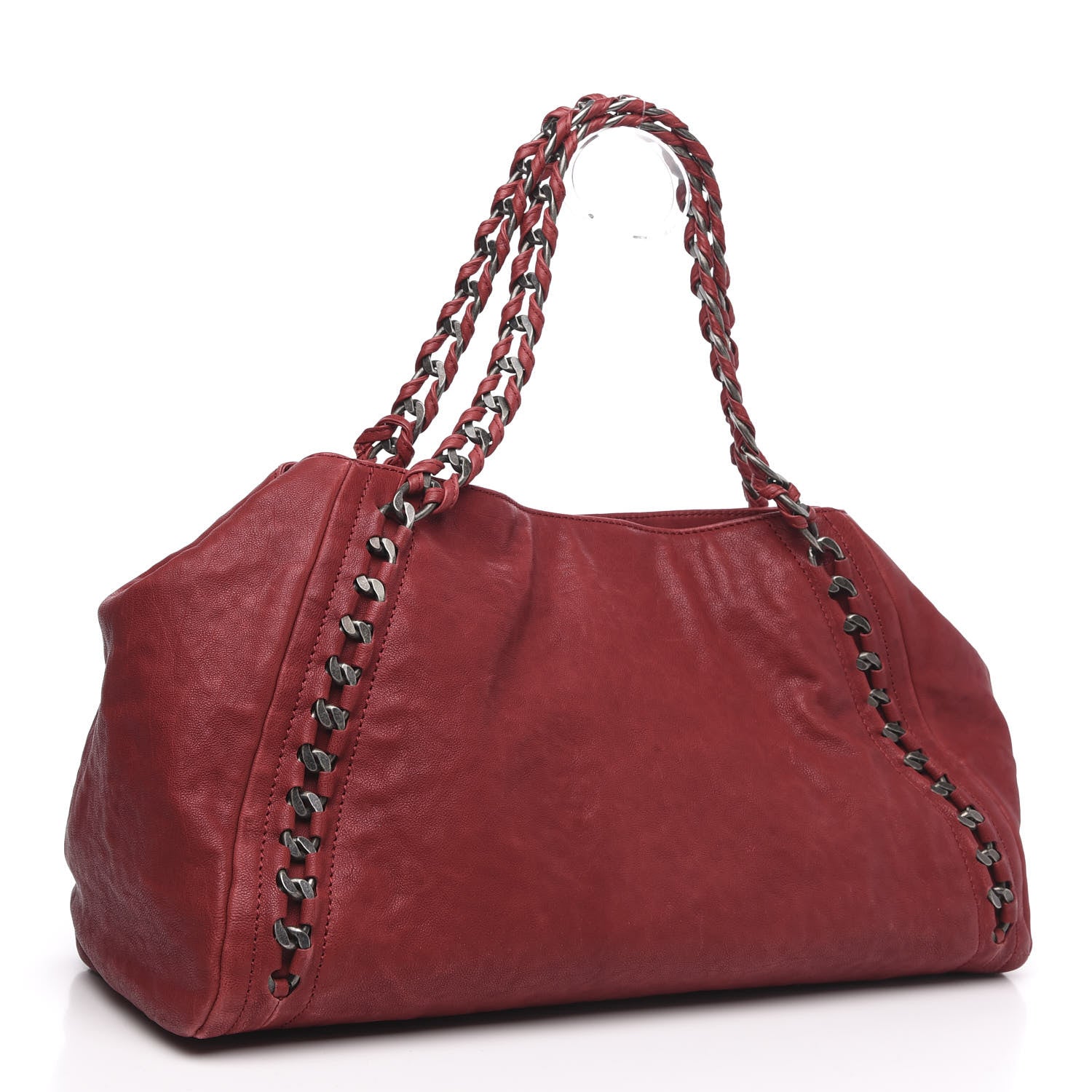 Chanel Calfskin Large East West Modern Chain Tote Red 3 of 13