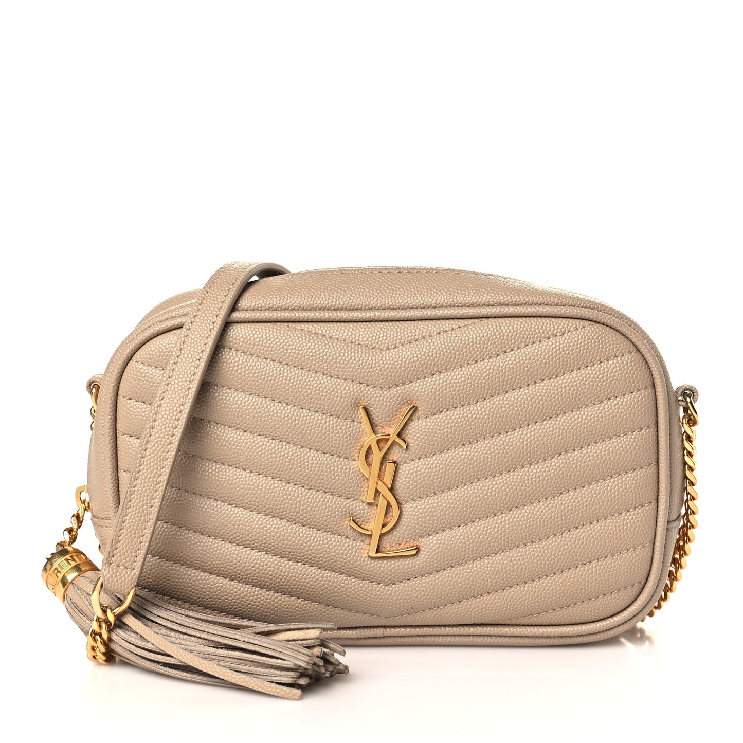 Grain De Poudre Matelasse Monogram Mini Lou Camera Bag Dark Beige