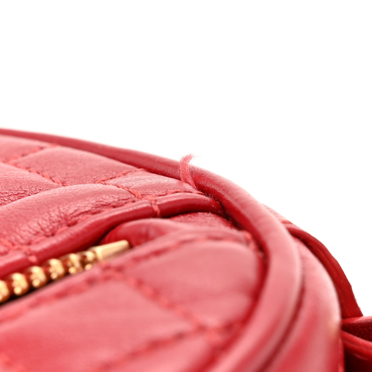 Calfskin Quilted Small C Charm Bag Red
