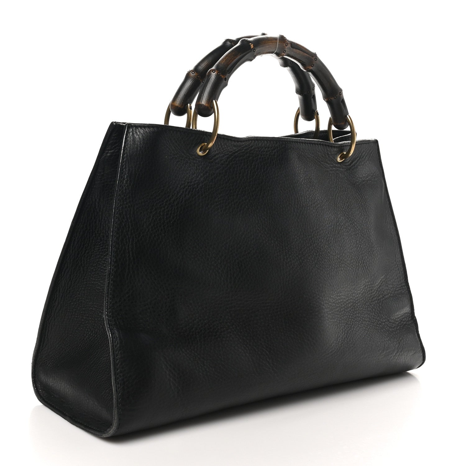 Gucci Calfskin Bamboo Handle Tote Black 3 of 10