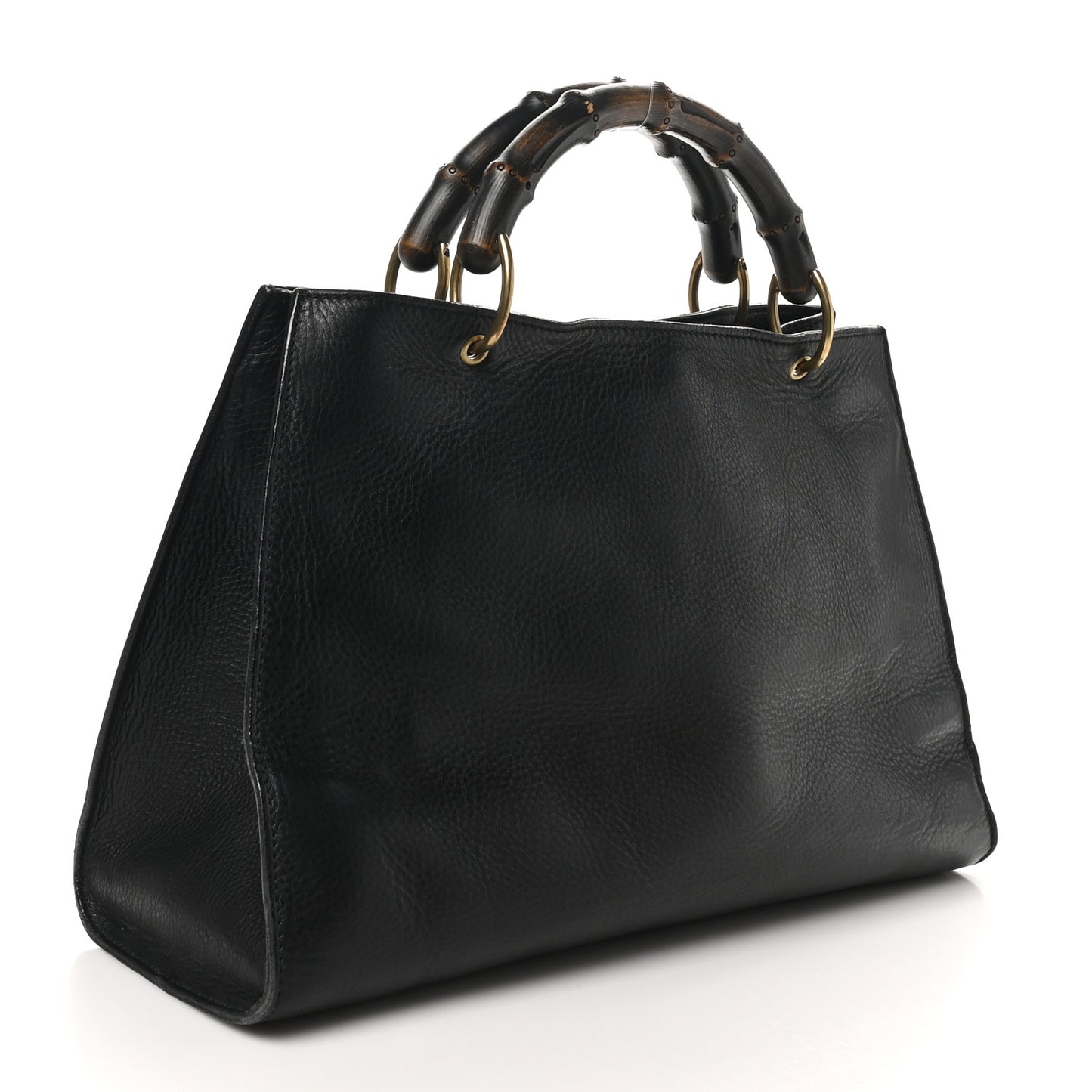 Calfskin Bamboo Handle Tote Black