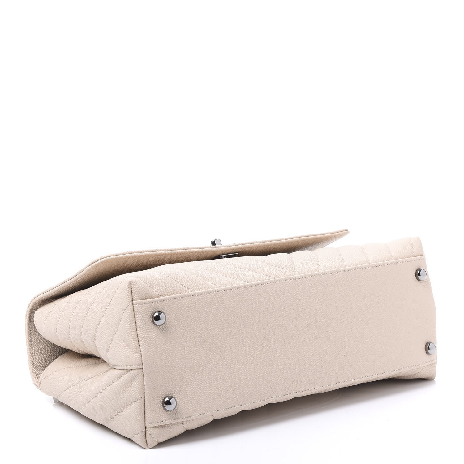 Chanel Caviar Chevron Quilted Small Coco Handle Flap Light Beige 3 of 10