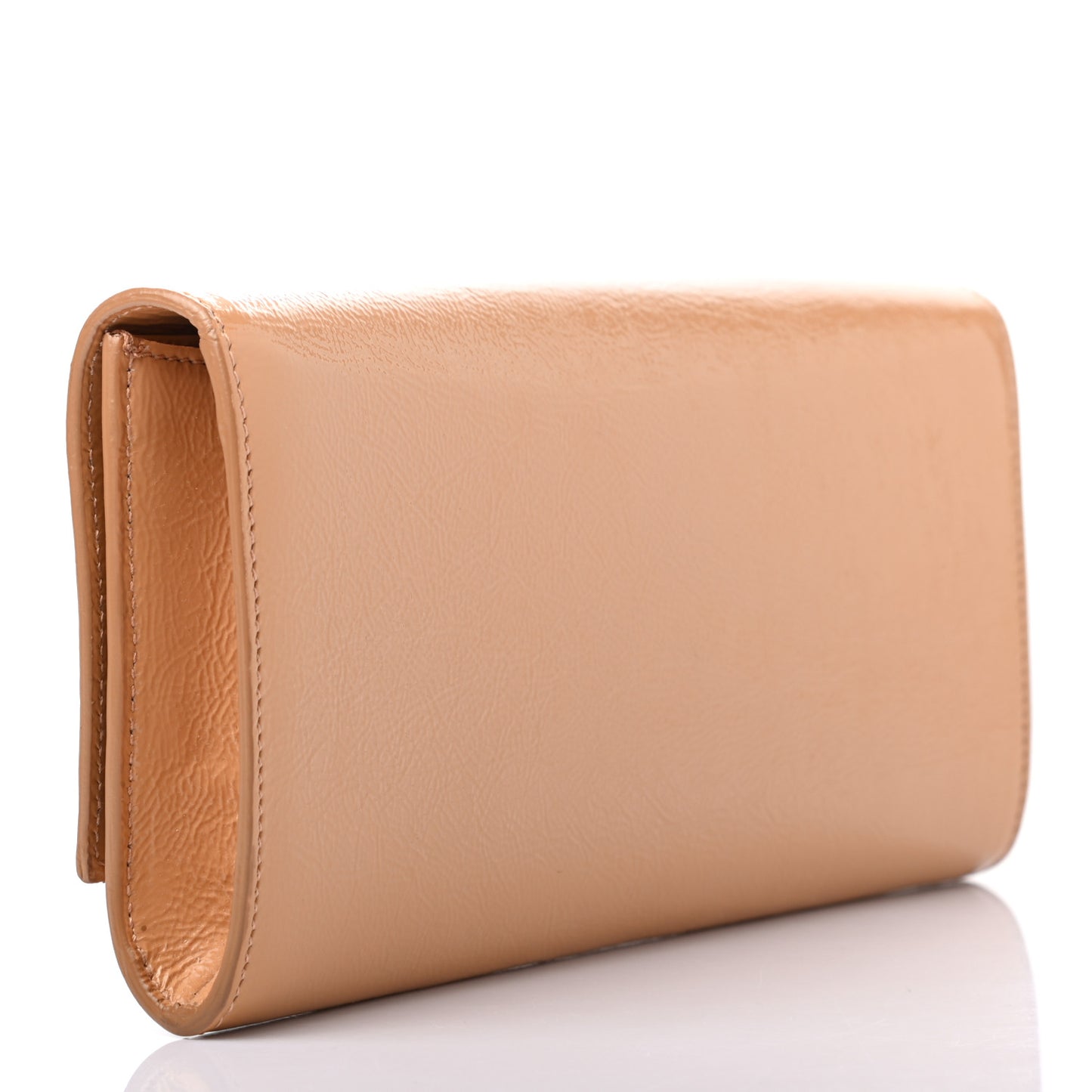 Textured Patent Calfskin Monogram Large Belle De Jour Clutch Beige