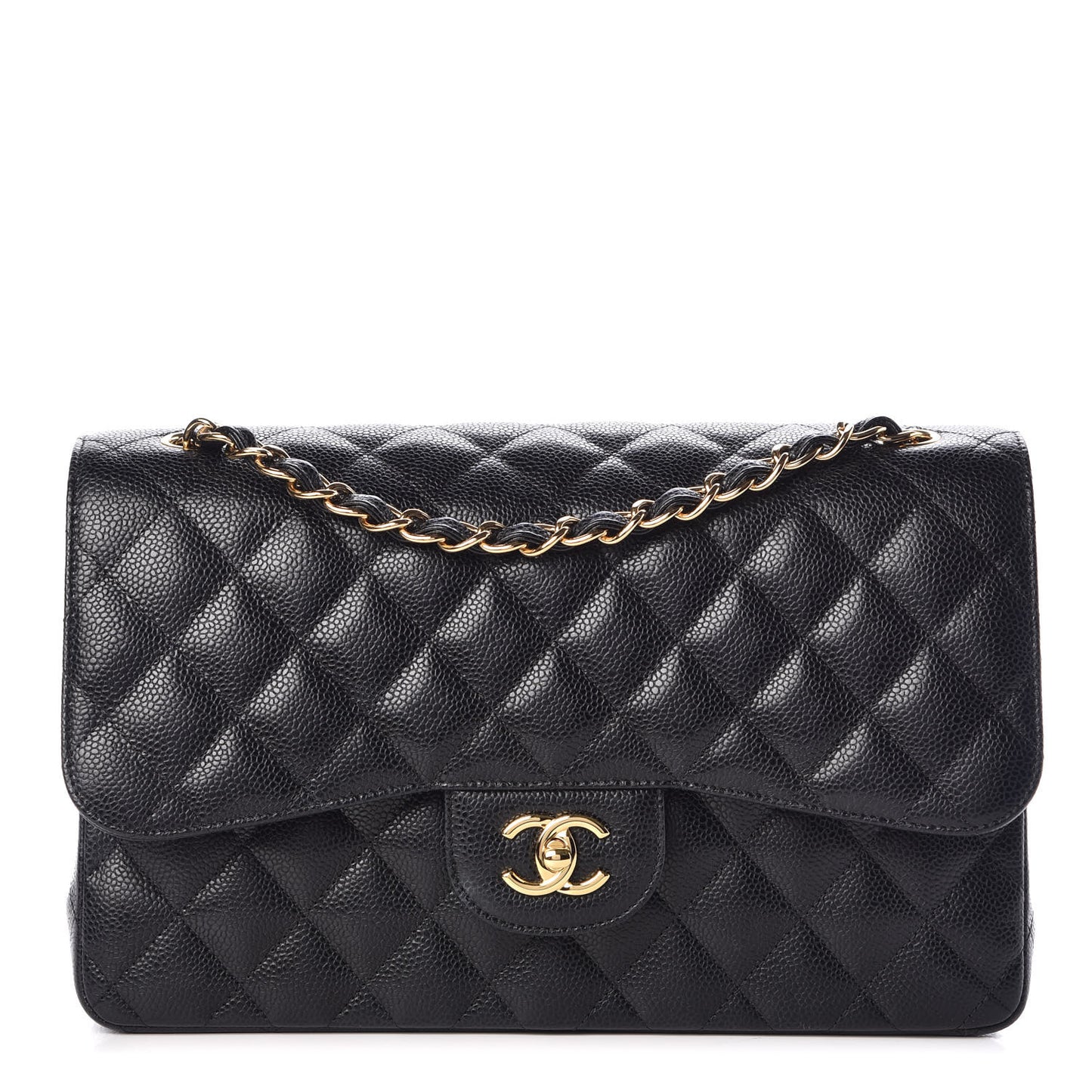 Caviar Quilted Jumbo Double Flap Black