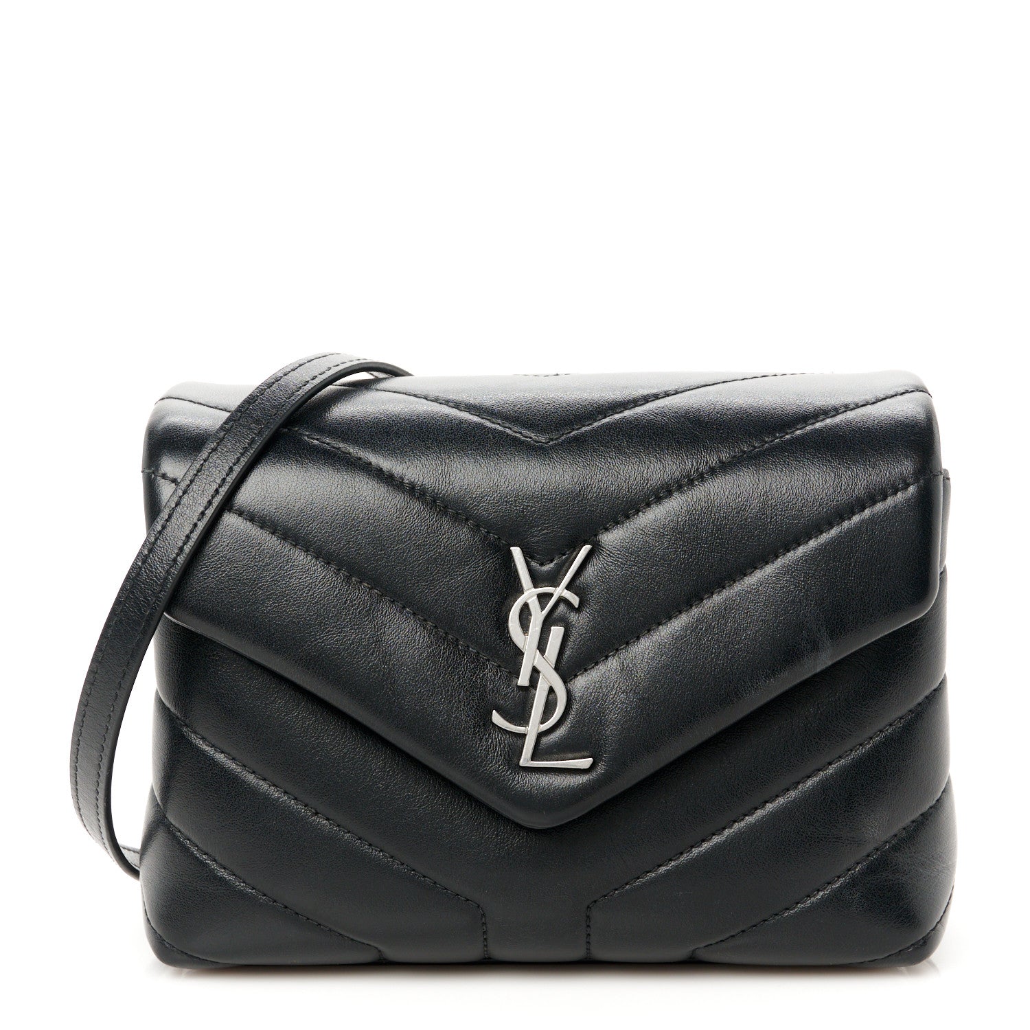 Saint Laurent Calfskin Y Quilted Monogram Toy Loulou Crossbody Bag Black 1 of 13