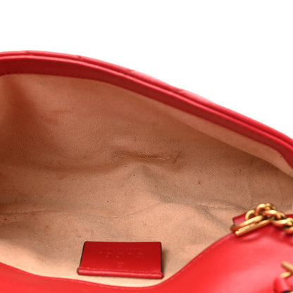 Gucci Calfskin Matelasse Super Mini GG Marmont Shoulder Bag Hibiscus Red 5 of 14