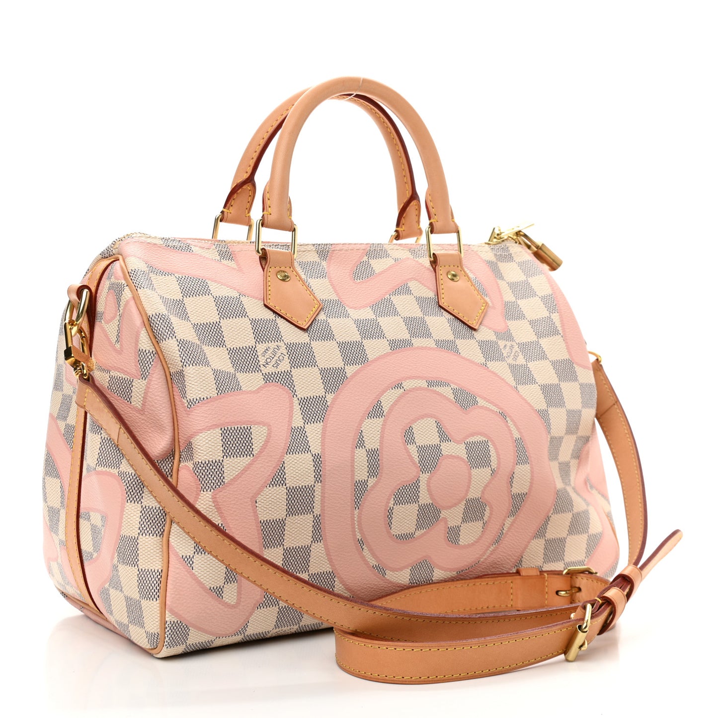 Damier Azur Tahitienne Speedy Bandouliere 30 Rose Ballerine
