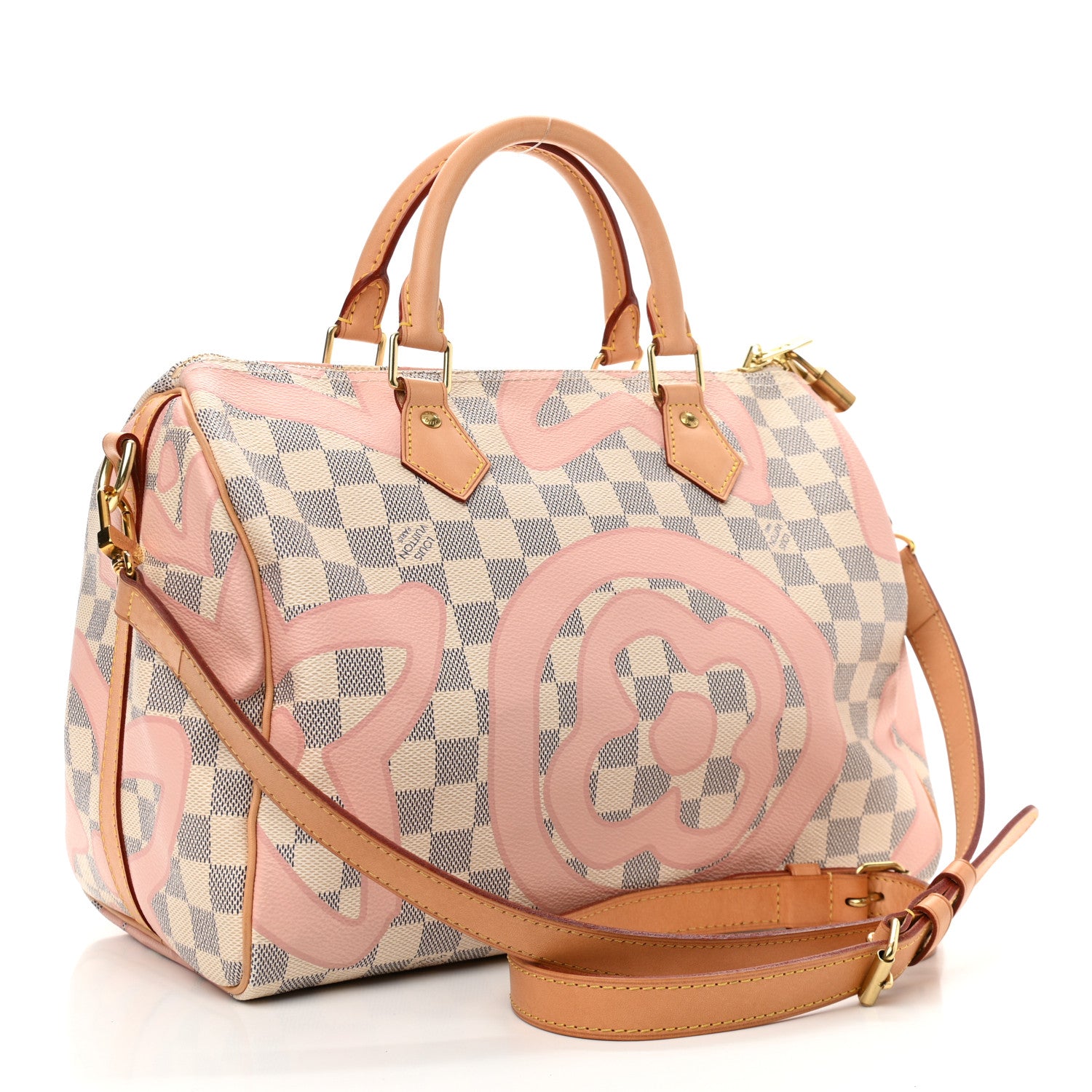 Louis Vuitton Damier Azur Tahitienne Speedy Bandouliere 30 Rose Ballerine 3 of 10