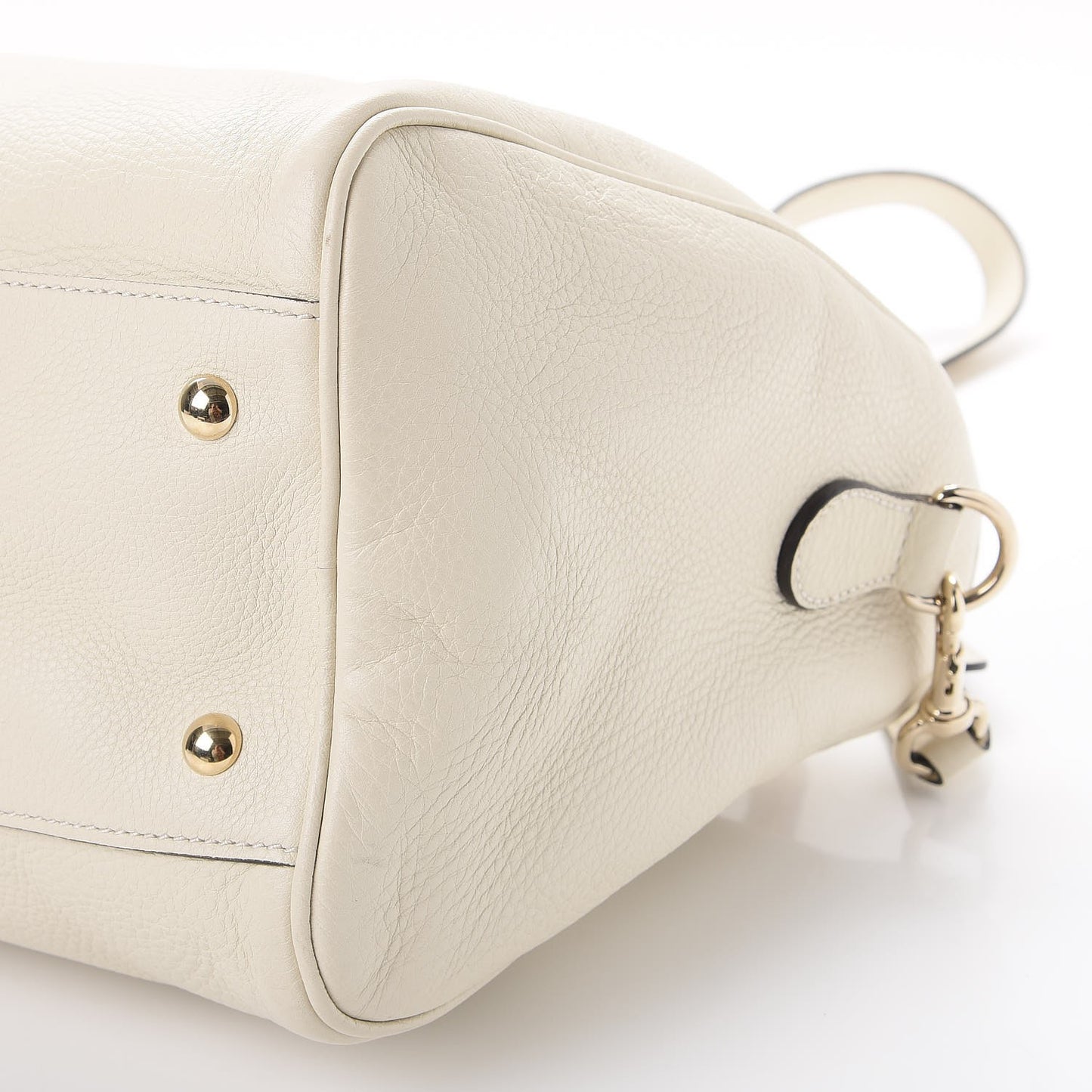 Calfskin Bamboo Medium Shopper Boston Mystic White