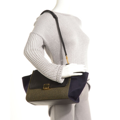 Celine Felt Leather Small Tri-Color Trapeze Grey Blue Black 2 of 10