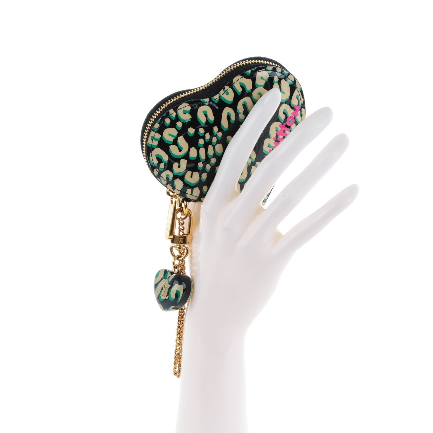 Vernis Leopard Coeur Heart Coin Purse Blue Infini