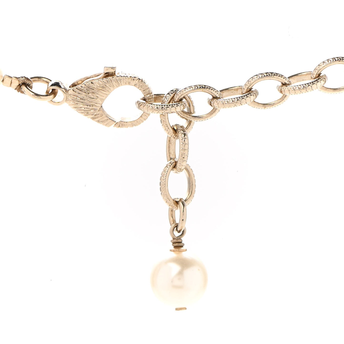 Pearl Crystal CC Camellia Short Necklace Gold