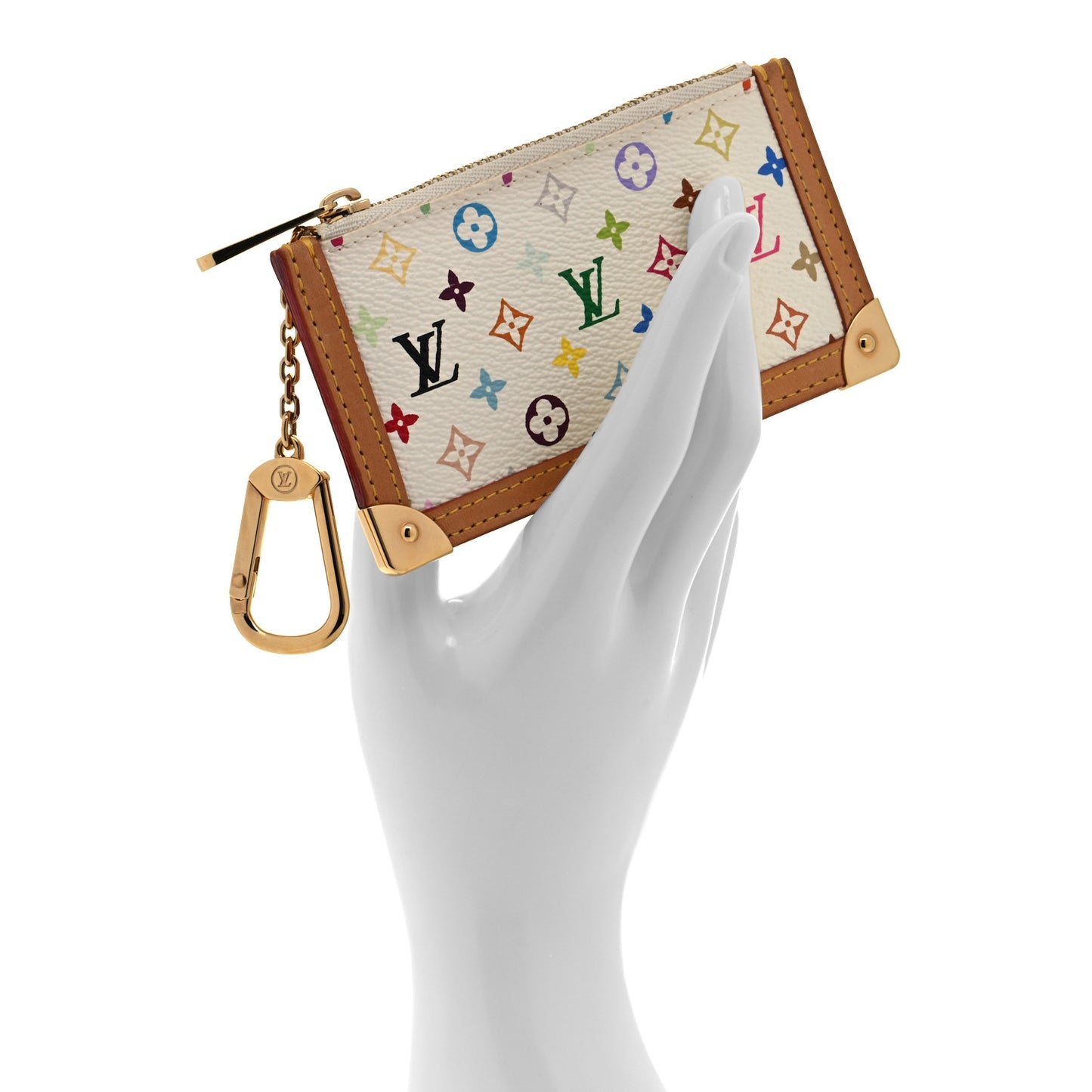 Monogram Multicolor Key Pouch White