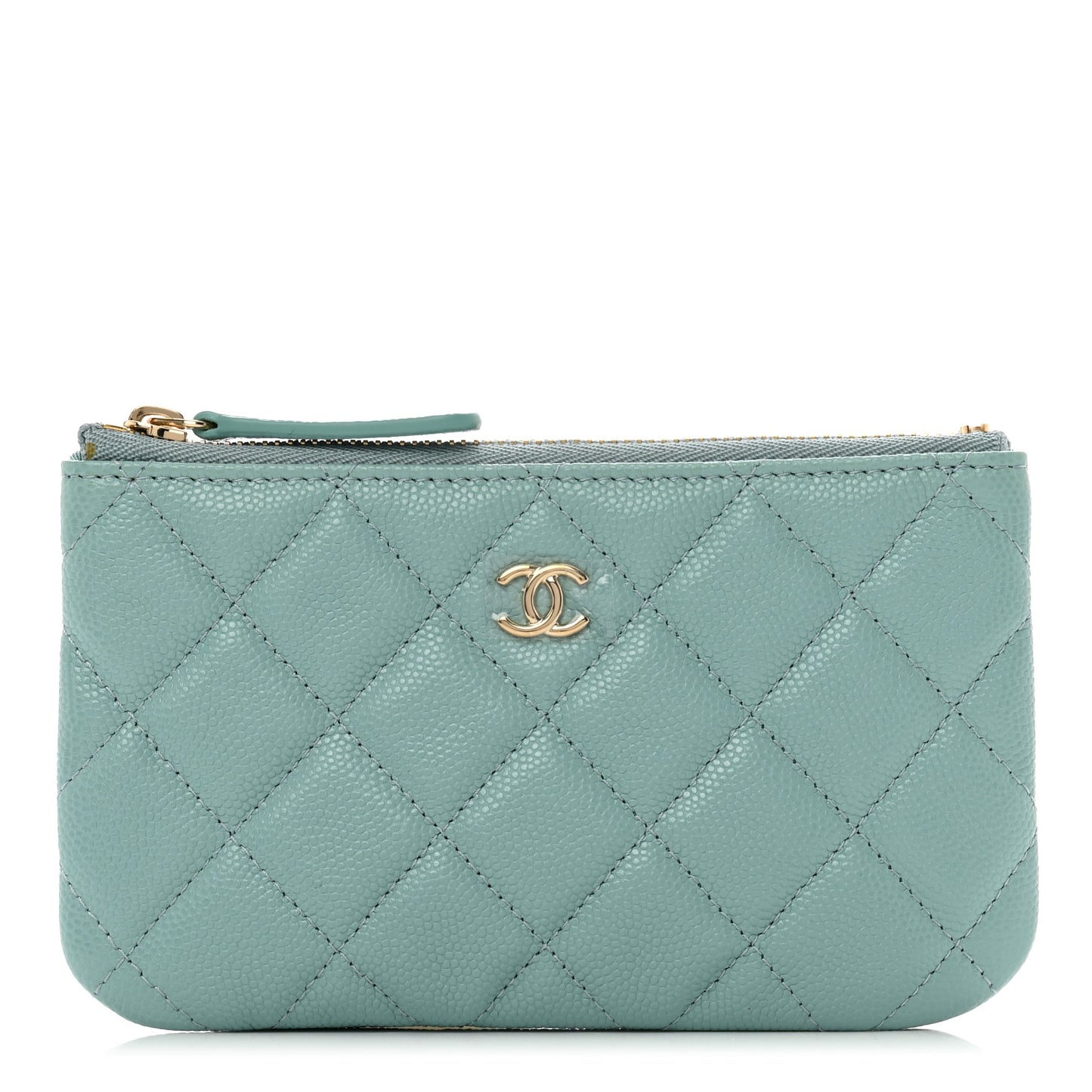 Caviar Quilted Small Cosmetic Case Light Blue