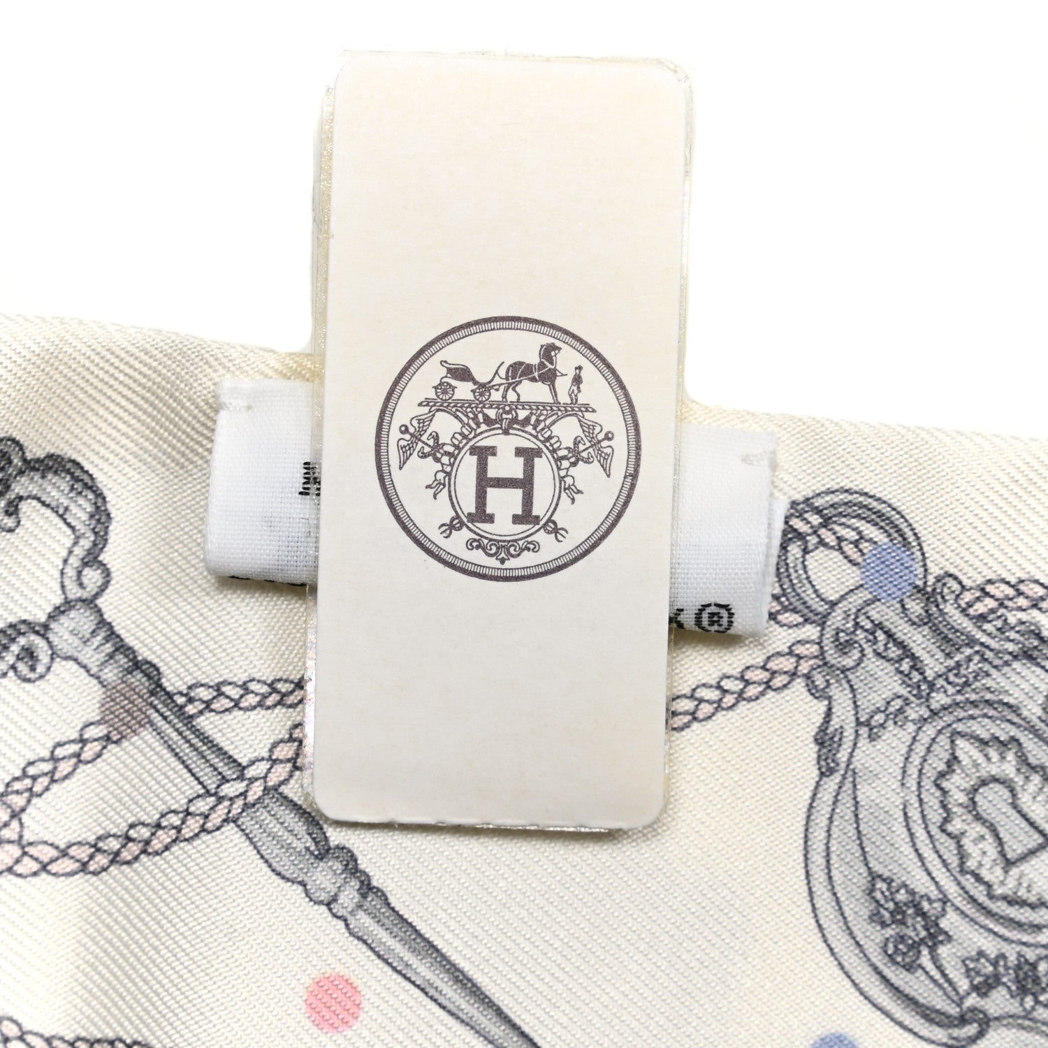 Hermes Silk Les Cles A Pois Twilly White Gris Acier 5 of 5