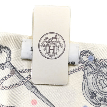 Hermes Silk Les Cles A Pois Twilly White Gris Acier 5 of 5