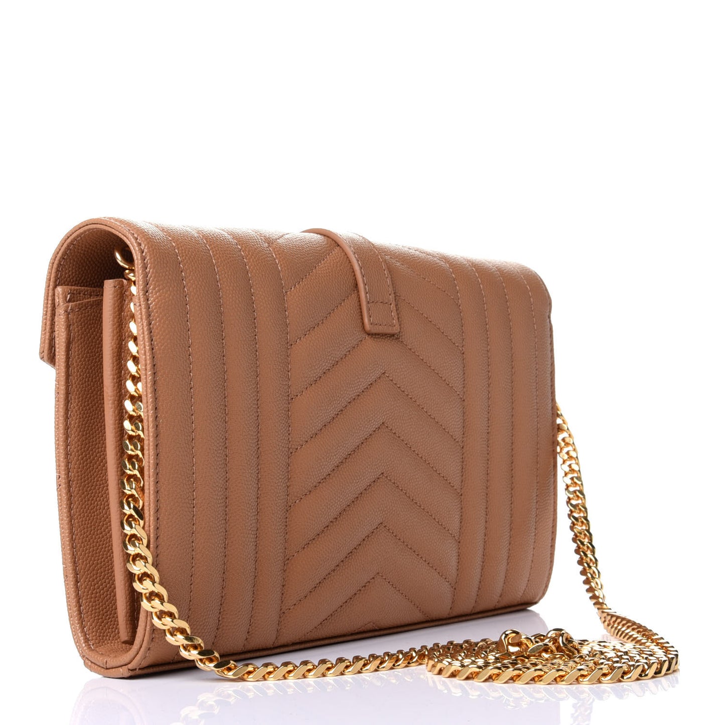 Grain De Poudre Mixed Matelasse Triquilt Monogram Chain Wallet Dune