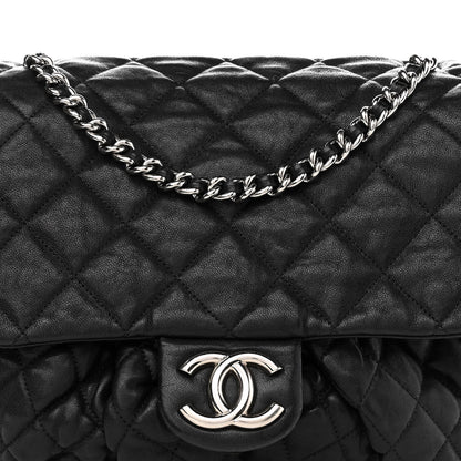Chanel Washed Lambskin Quilted Large Chain Around Messenger Black 7 of 11