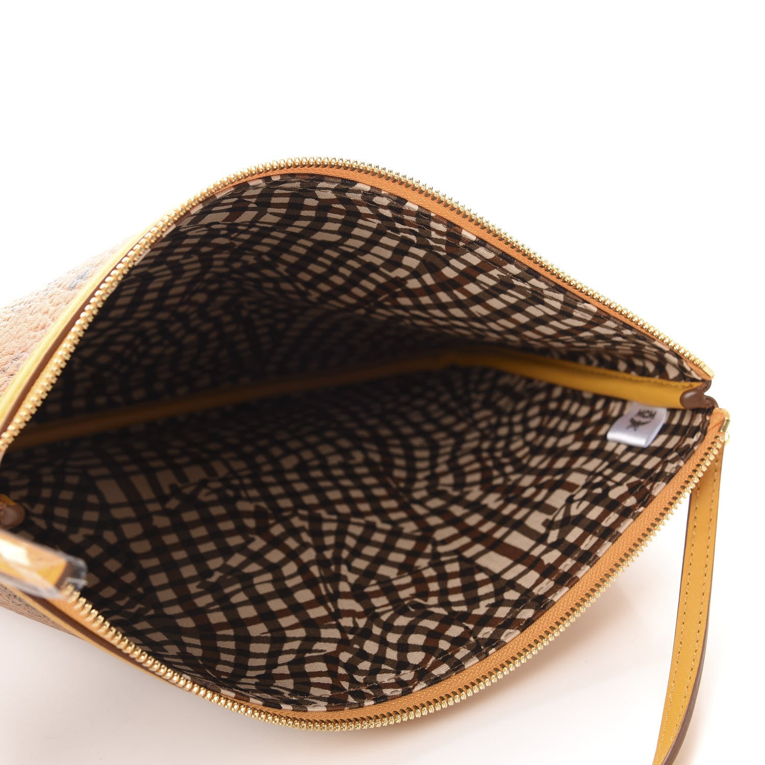 MCM Visetos Liz Shopper Tote Pouch Cognac Yellow 5 of 10
