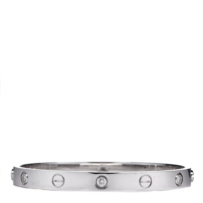 Cartier 18K White Gold 6 Diamond LOVE Bracelet 17 3 of 4