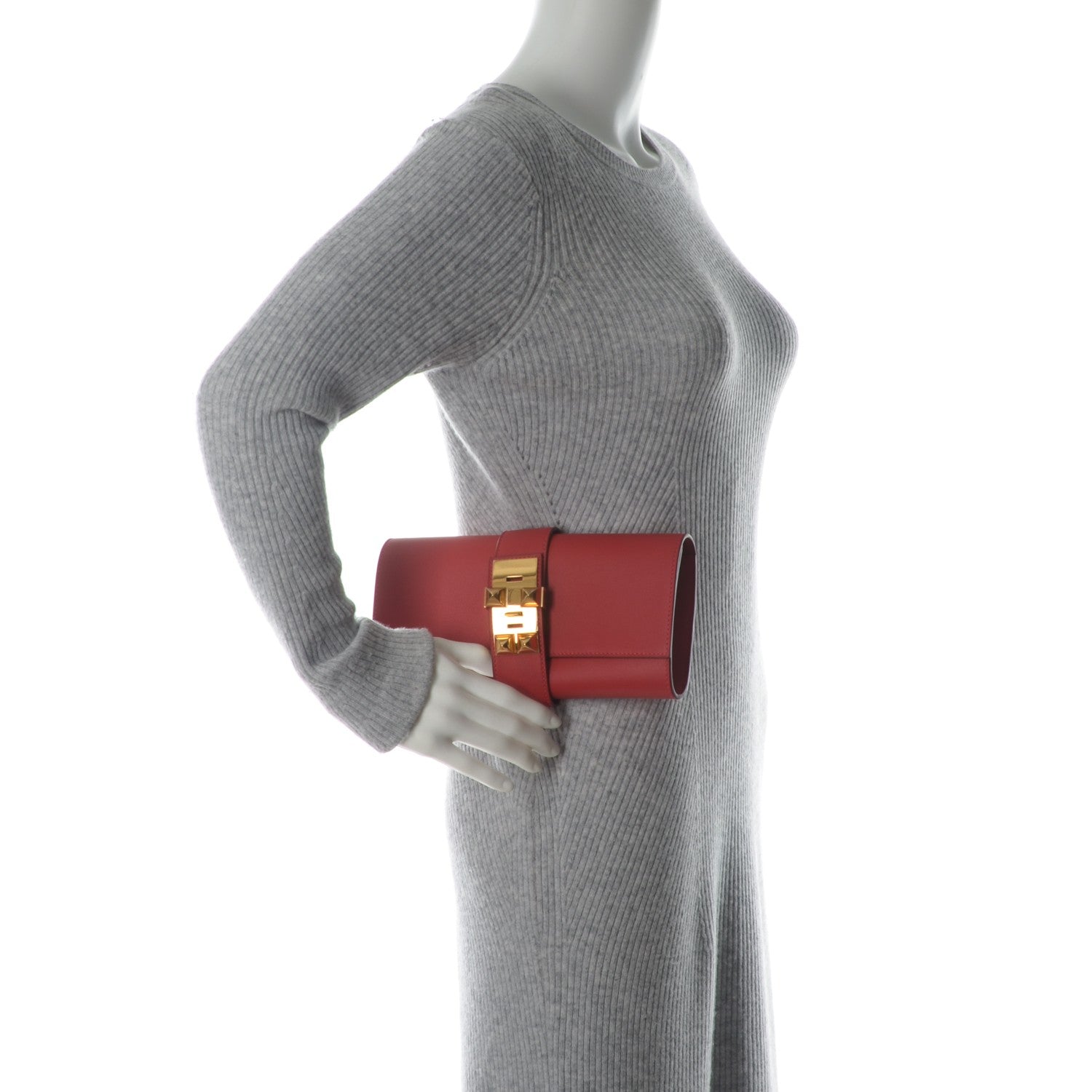 Hermes Tadelakt Medor 23 Clutch Vermillion 2 of 7
