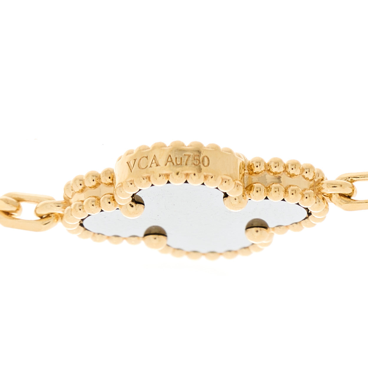 18K Yellow Gold Black Onyx 5 Motifs Vintage Alhambra Bracelet