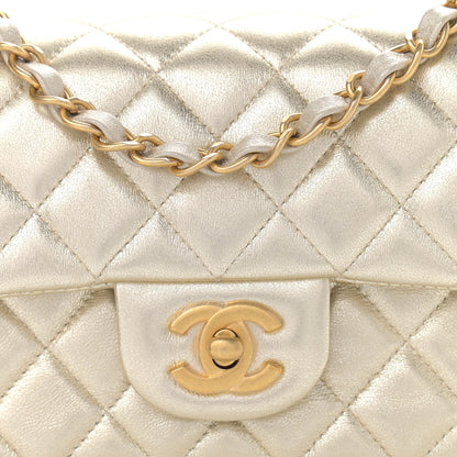 Chanel Metallic Lambskin Quilted Mini Rectangular Flap Gold 7 of 10