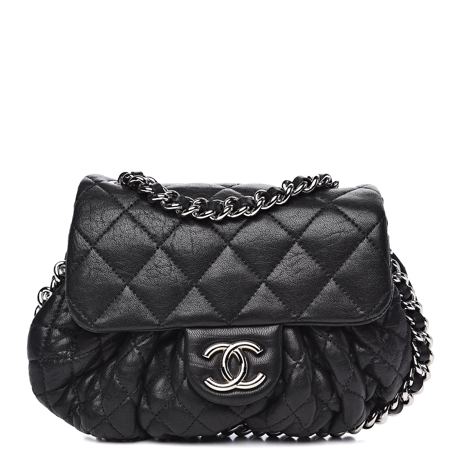 Chanel Washed Lambskin Quilted Mini Chain Around Flap Black 1 of 12