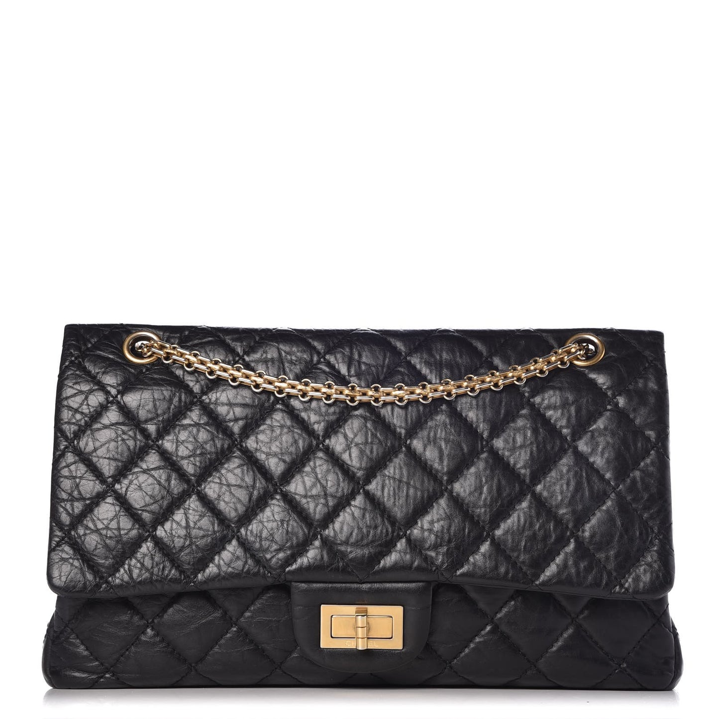 Aged Calfskin Quilted 2.55 Reissue 227 Flap Black
