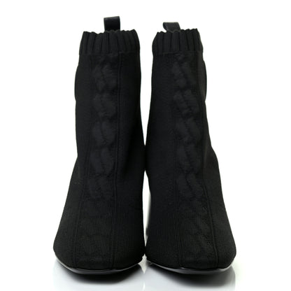 Hermes Knit Calfskin Volver Ankle Boots 37 Black 2 of 8