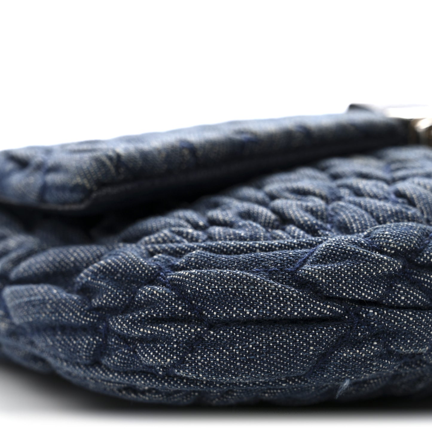 Denim Matelasse Crystal Chain Crossbody Bag Blue