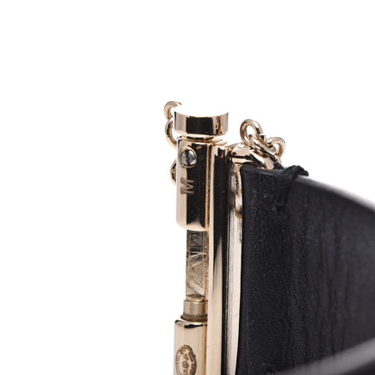 Chanel Calfskin Logo Cuff Bracelet M Black Gold 7 of 9
