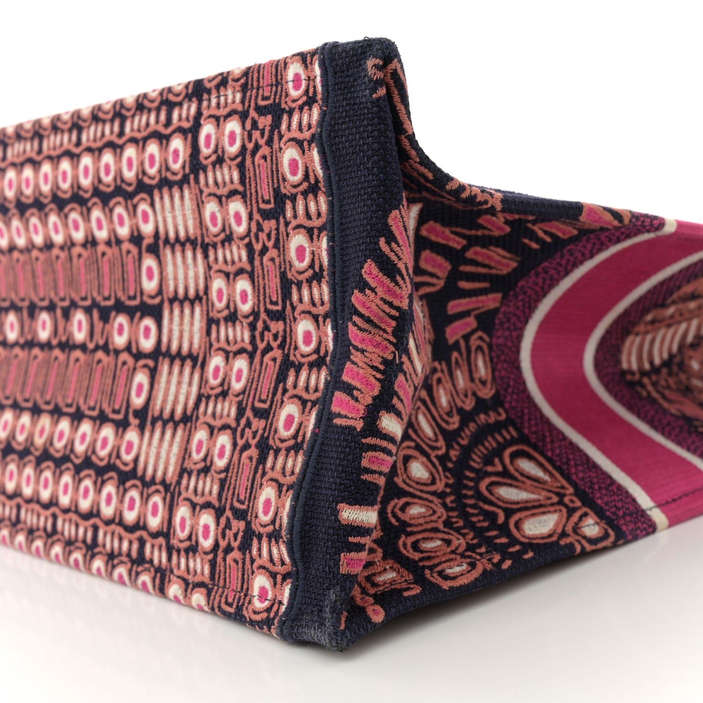 Canvas Embroidered Dior Animals Tiger Book Tote Deep Blue Fuchsia