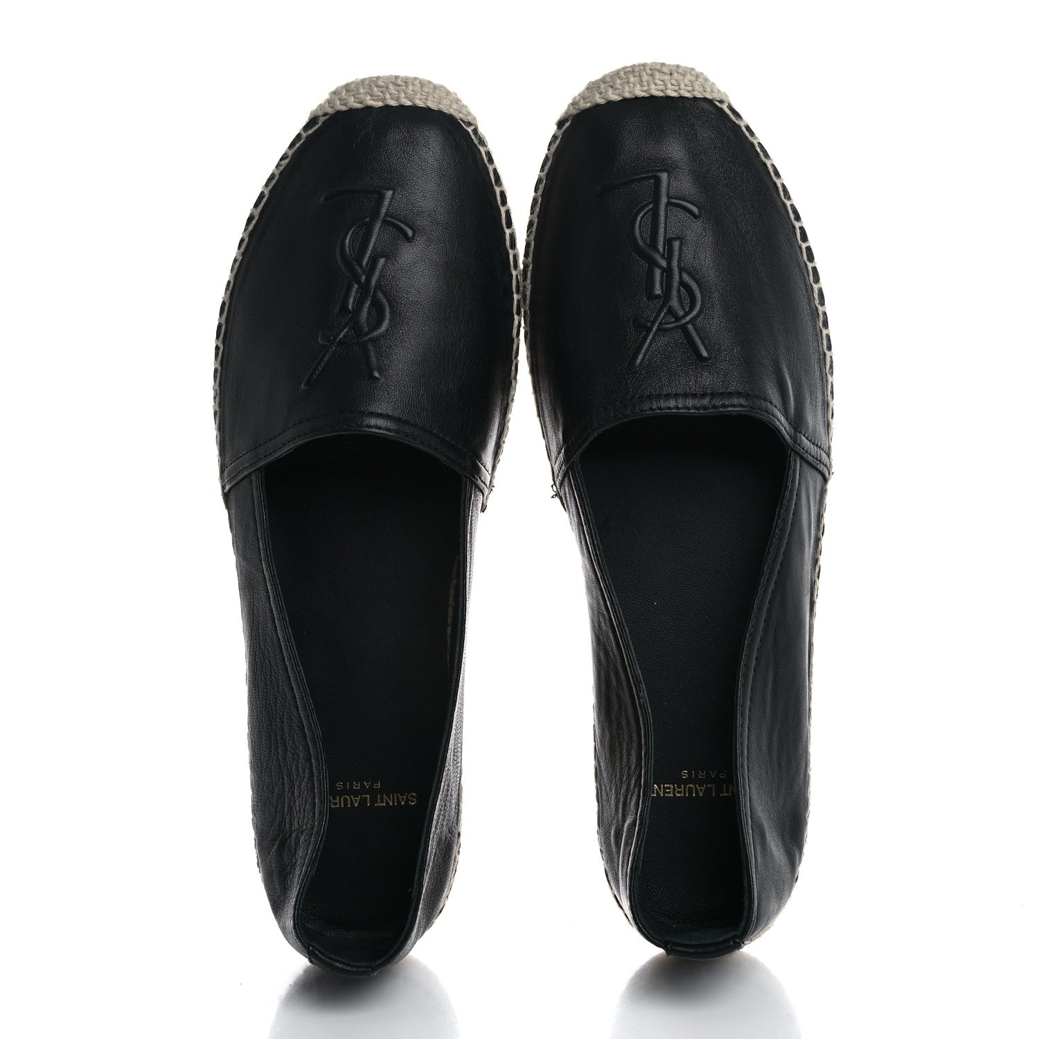 Saint Laurent Lambskin Monogram Espadrilles 38.5 Black 2 of 9