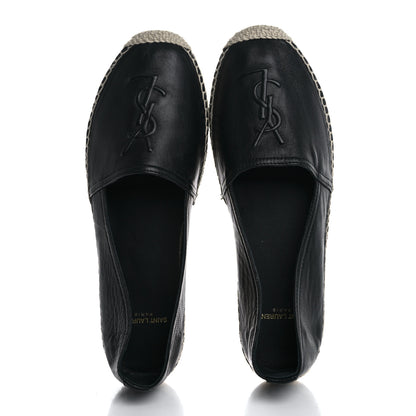 Saint Laurent Lambskin Monogram Espadrilles 38.5 Black 2 of 9