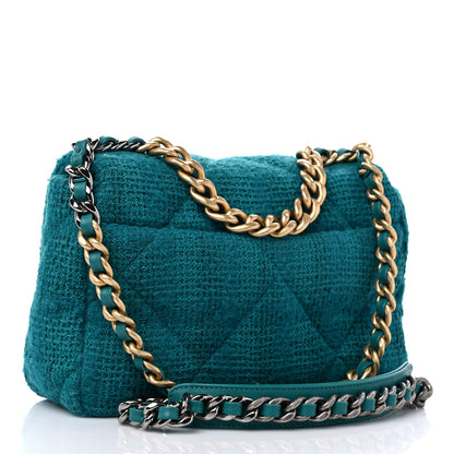 Chanel Tweed Quilted Medium Chanel 19 Flap Green 3 of 9