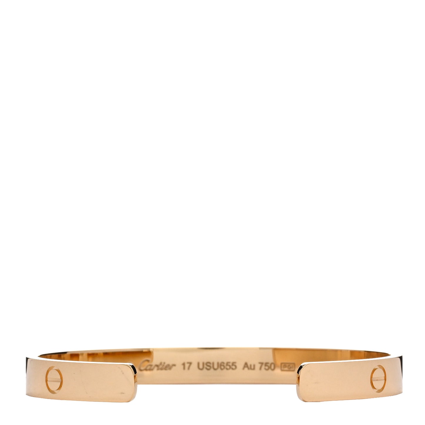 18K Yellow Gold LOVE Cuff Bracelet 17