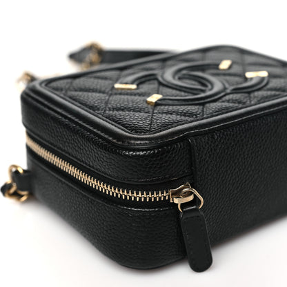 Chanel Caviar Quilted CC Filigree Vanity Clutch With Chain Black 10 of 11