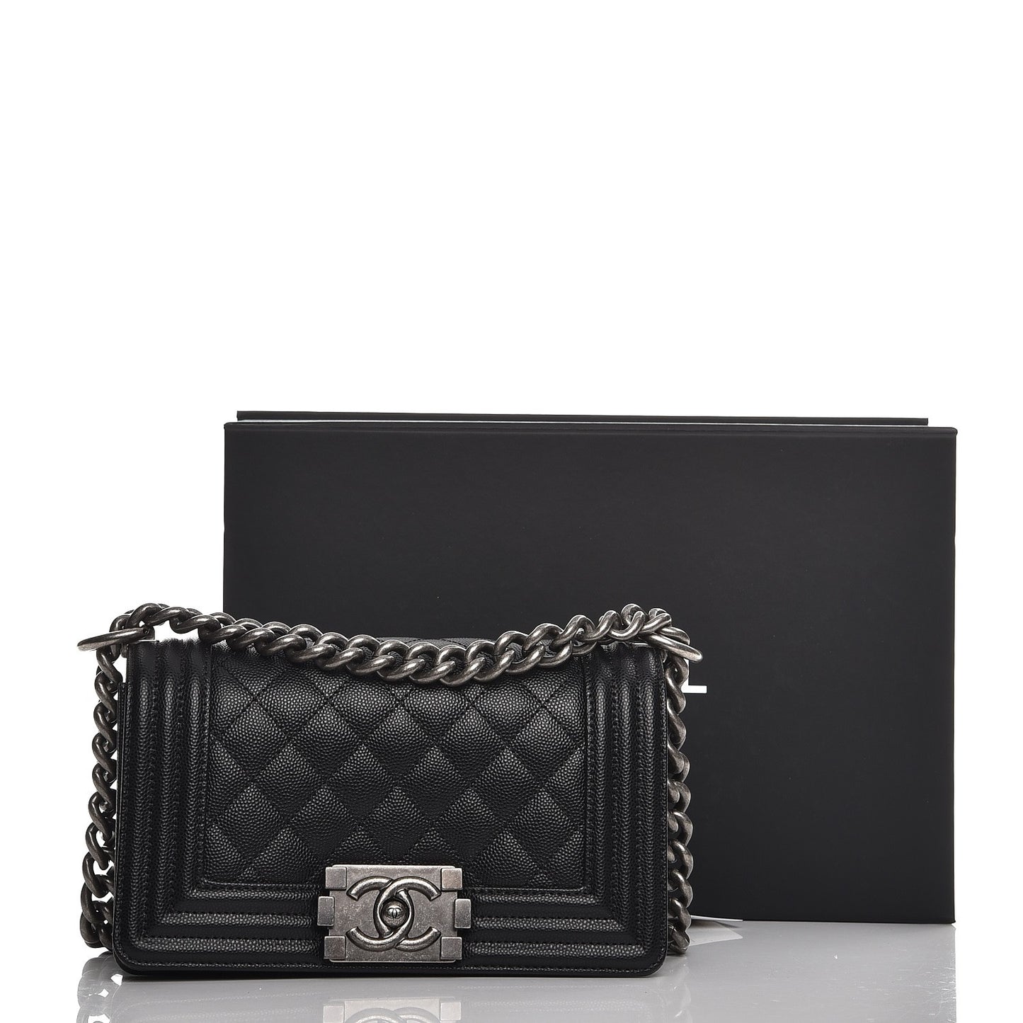 Caviar Quilted Small Boy Flap Black