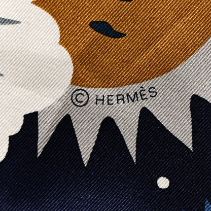 Hermes Silk Au Royaume d'Helios Scarf 70 Bleu Nuit Argile Bleu Jean 4 of 5