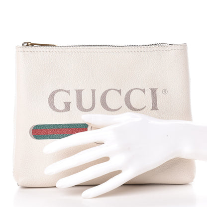 Gucci Pebbled Calfskin Medium Logo Portfolio Clutch White 2 of 10