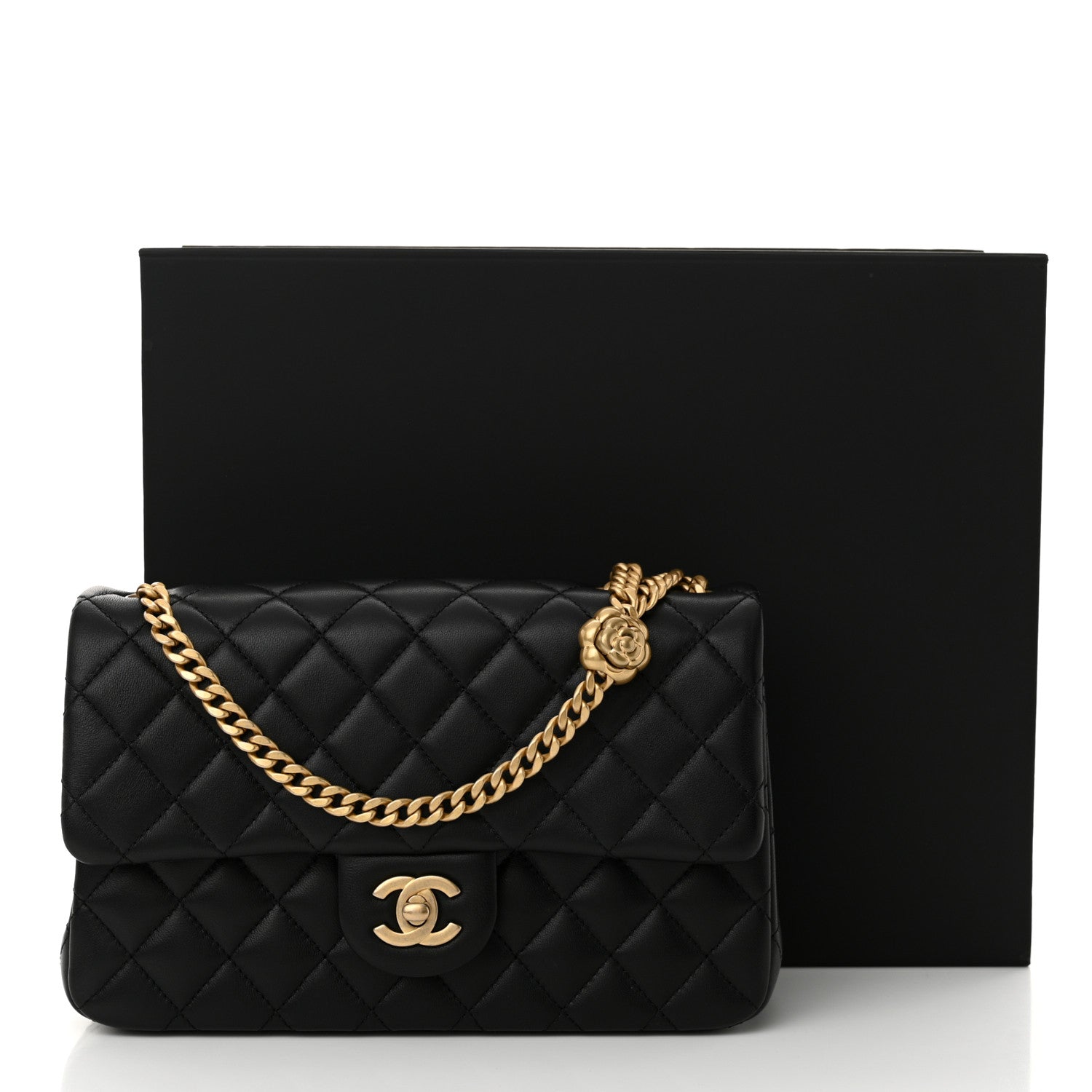 Chanel Lambskin Quilted Small Sweet Camellia Flap Black 12 of 12