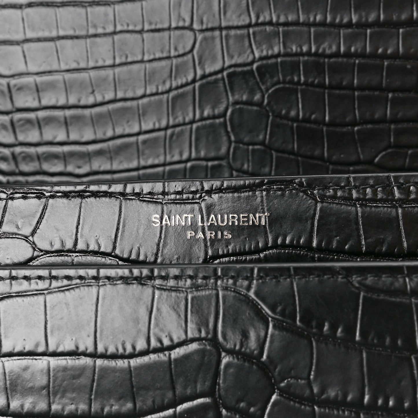 Calfskin Crocodile Embossed Medium Monochrome Monogram Sunset Black