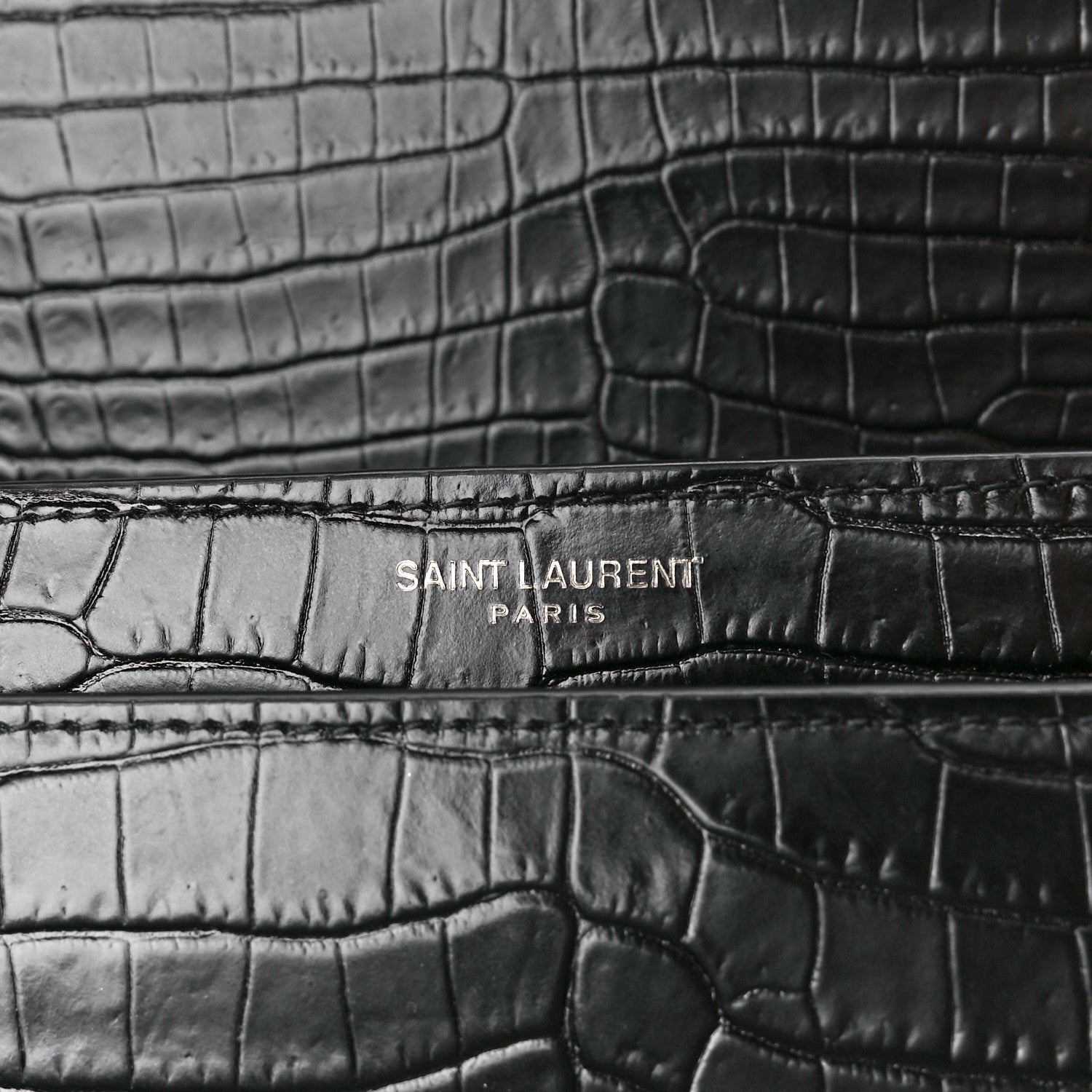 Saint Laurent Calfskin Crocodile Embossed Medium Monochrome Monogram Sunset Black 6 of 12