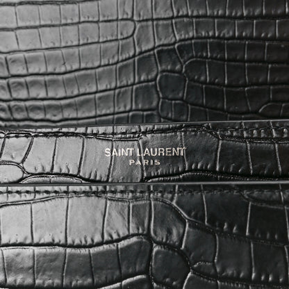 Saint Laurent Calfskin Crocodile Embossed Medium Monochrome Monogram Sunset Black 6 of 12